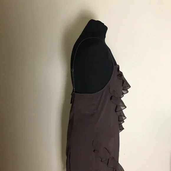 PrettyLittleThing Chocolate Chiffon Sheer Shift Dress NWT - Picture 4 of 7